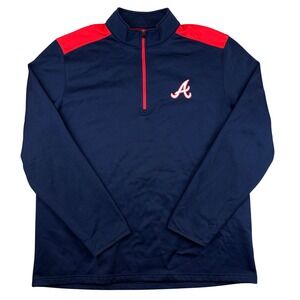 Atlanta Braves MLB Genuine Merchandise Navy Red Quarter Zip Pullover Mens XL